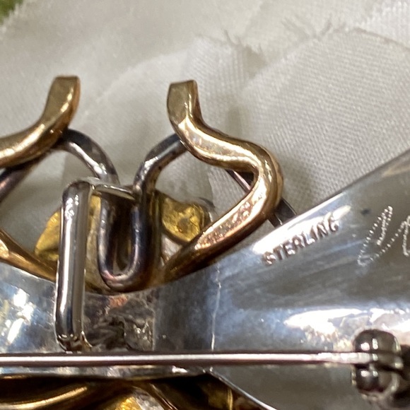 Vintage Sterling GP Courtney Design Brooch/Pendant with a bale Large 3 1/4” x 2” - Picture 8 of 10